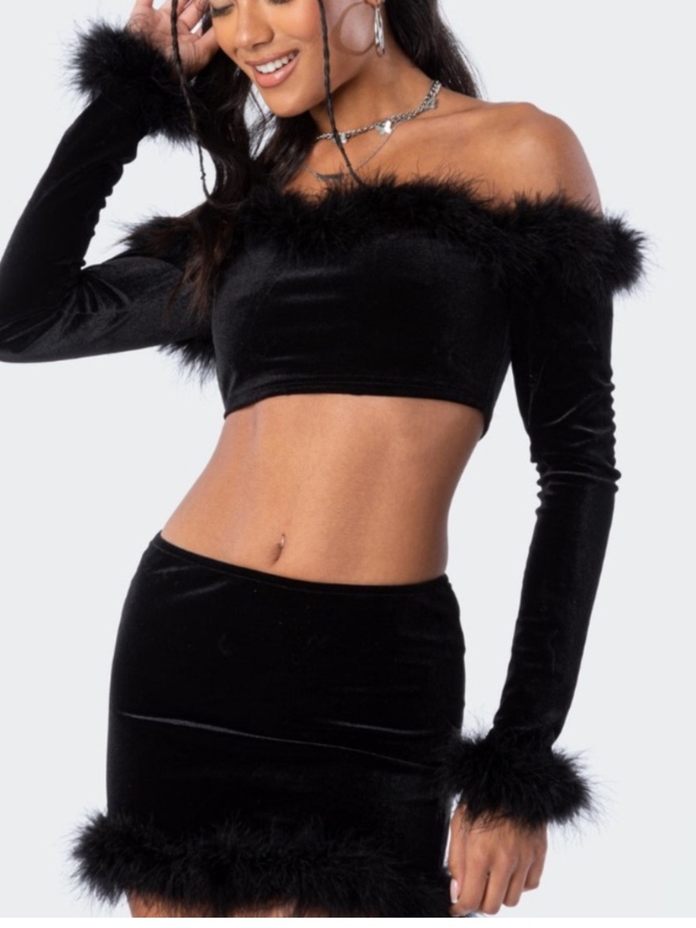 Edikted Two-Piece Crop Top and Flared Jeans